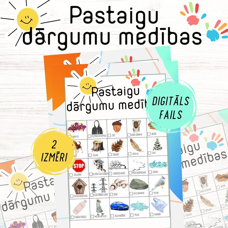 Pastaigu spēle bērniem "Dārgumu Medības", digitāls PDF fails